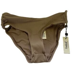 NWT Vitamin A Women's Coco High Waist Cheeky Swim Bikini Bottoms Brown Size XS